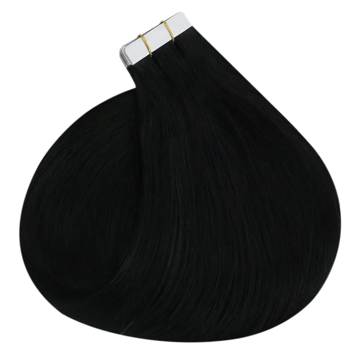 Ugeat Tape in Hair Extensions Human Hair Black Girl Tape in Human Hair Extensions Jet Black Seamless Invisible Hair Extensions