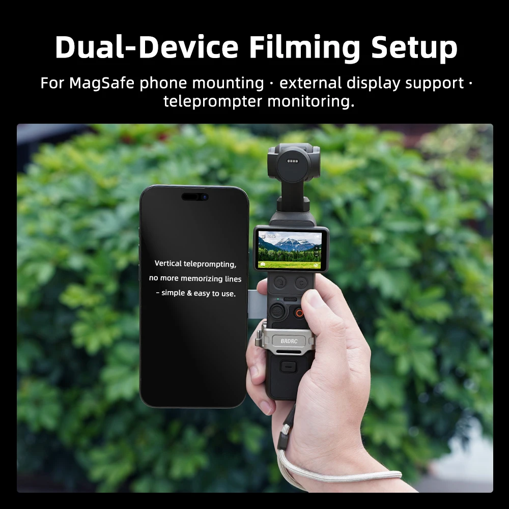 BRDRC Multifunktionale Magnethalterung für DJI Osmo Pocket 4P/4/3 Kamera-Zubehör mit MagSafe-Halterung für iPhone 17/16/15 – Detail 5