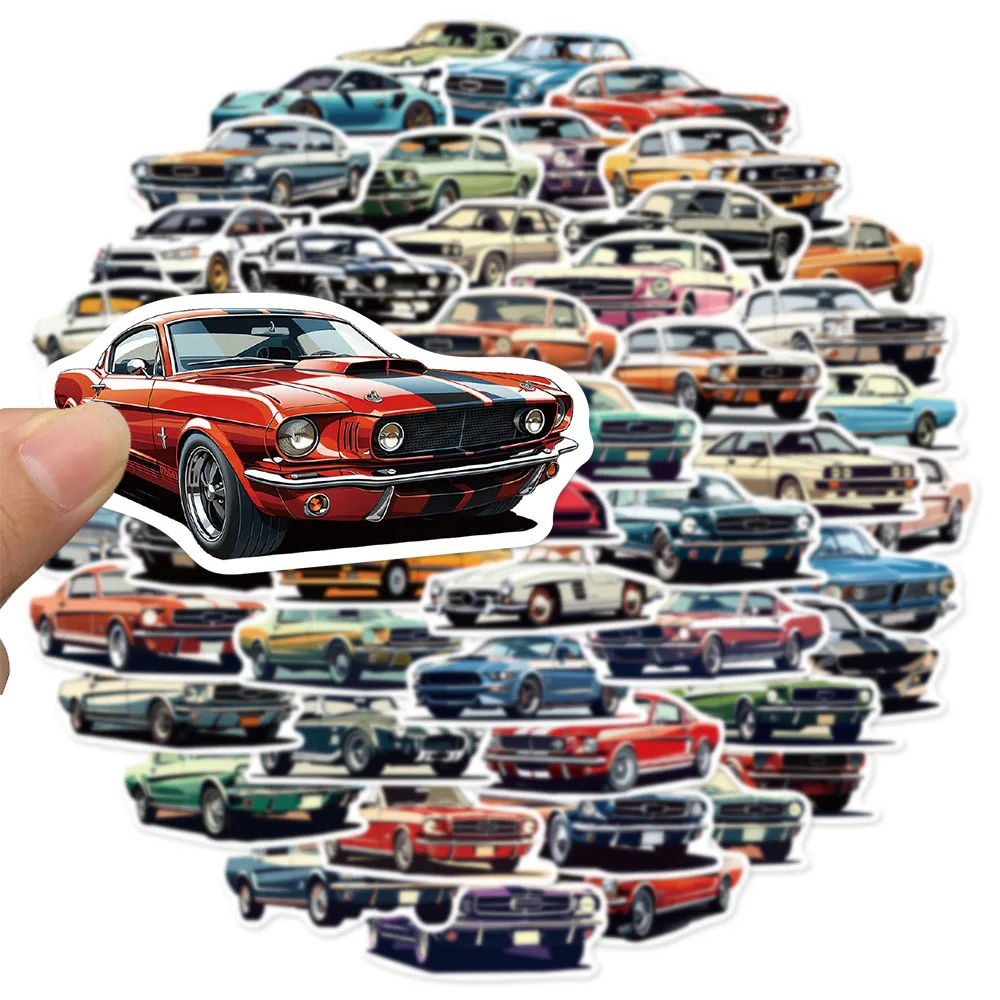 50 個漫画車人気楽しいステッカー DIY ステッカー手作りタグタブレットコンピュータ水カップおもちゃ装飾ステッカー