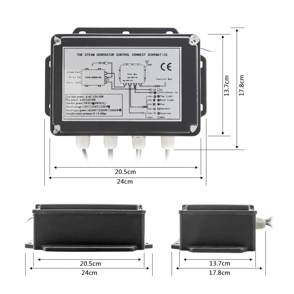 Imagem -03 - Certificou o Vapor Molhado da Sauna do Gerador de Vapor do Chuveiro Preto com Tempo & Ajuste de Temperatura Ipx4 à Prova Impermeável Água 3kw ac 220v ce
