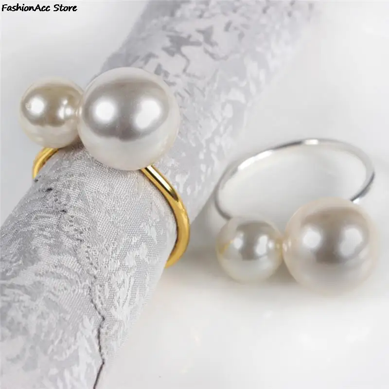 1PC Creative Pearl U-shaped Button Ring Napkin Western Buckle Napkin Rings For Party Wedding Home Table Decoration