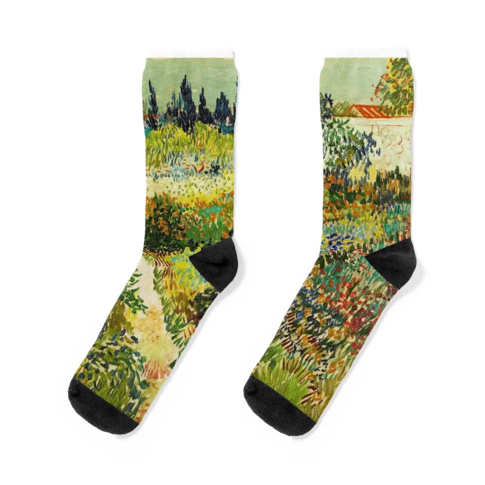 Van Gogh - Garden at Arles Socks Stockings shoes Men's Socks Women's