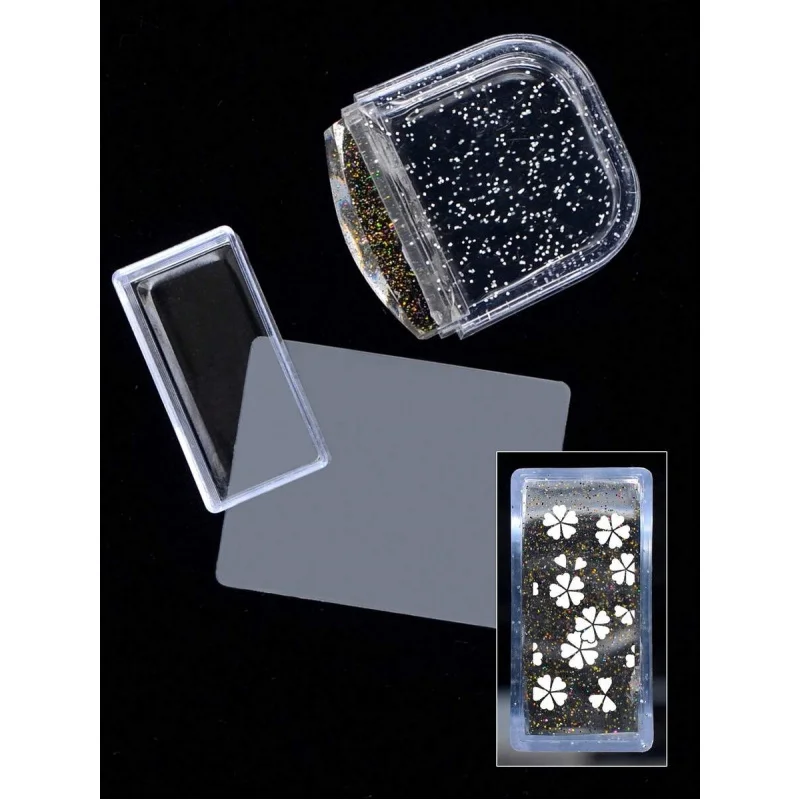 1 Set Nail Art Stamping Tool, Transparent Aurora Snowflake Silicone Stamp, Nail Art Steel Plate Stamping DIY, Stamp And Scraper