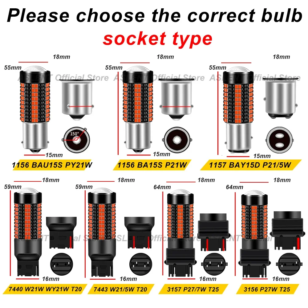 2x 1500LM 1157 P21/5W 1156 BA15S P21W BAU15S PY21W LED-Birne 2016 126SMD Rückleuchten DRL W21W WY21W T20 7440 7443 T25 3156 3157