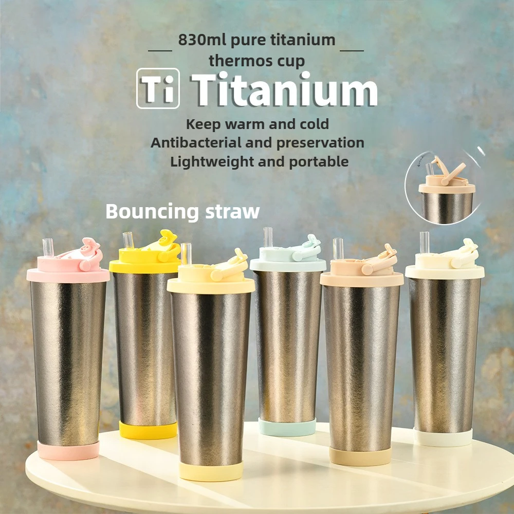 

Бутылка для воды 830 мл, большая емкость, двухслойный термос из чистого титана, ценная портативная чашка высокого класса для мужчин и женщин