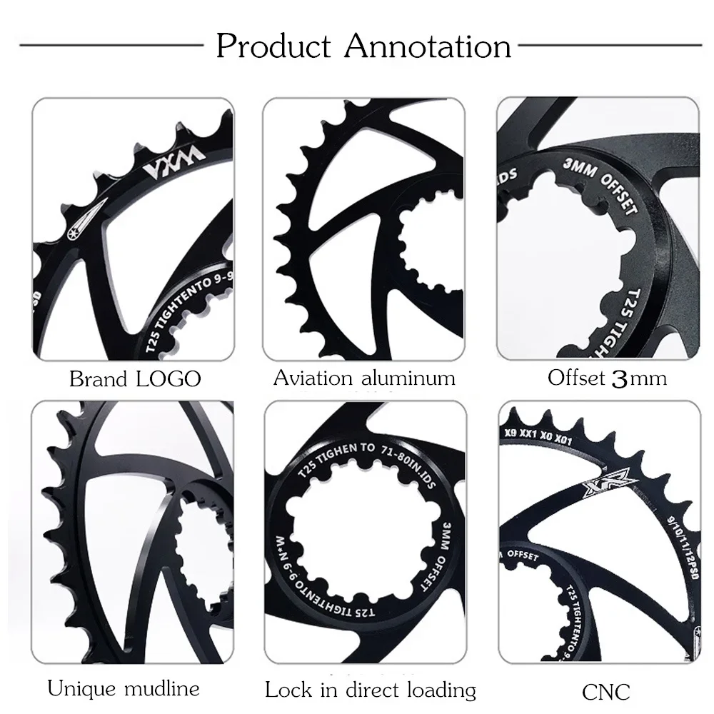 VXM Chainring Narrow Wide MTB Chainwheel 30-40T Round For SRAM XX1 X9 XO X01 gx11 Eagle NX 1mm 3mm 6mm Crankset