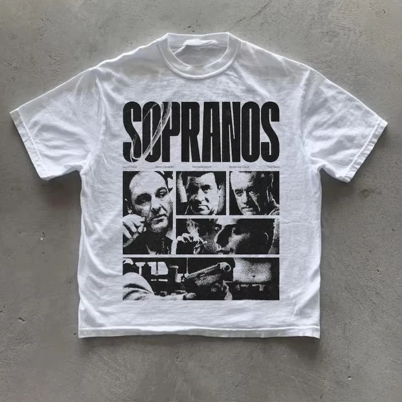 The Sopranos Classic TV Show T-Shirt 2000s Retro Graphic Print Cotton Short Sleeve Streetwear Fan Gift Summer 2026 Loose Retro