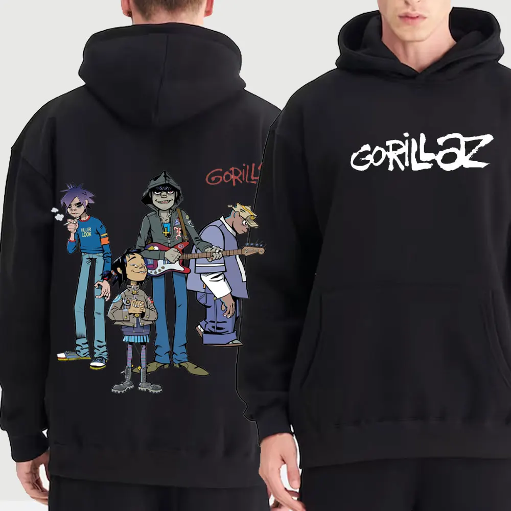 New in Hoodies Music Band Gorillaz PUNK ROCK Sweater Cartoon Pattern Hooded Leisure and Trendy Vintage Y2K Oversized Clothing