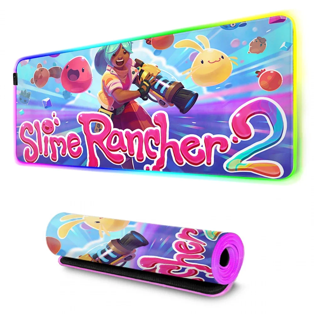 

Gamer Cabinet Slime Rancher 2 Cute Large RGB Mouse Pad Anime Desk Mat Computer Table Office Accessories Gaming Mousepad Keyboard