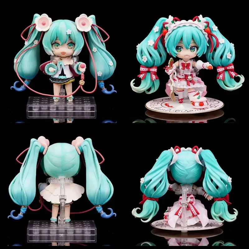 10cm Q-Version 1939 1940 Hatsune Miku Actionfiguren 15. Jahrestag Erdbeerkuchen Hatsune Magical Mirai Miku Anime-Puppe Modell Spielzeug Geschenke