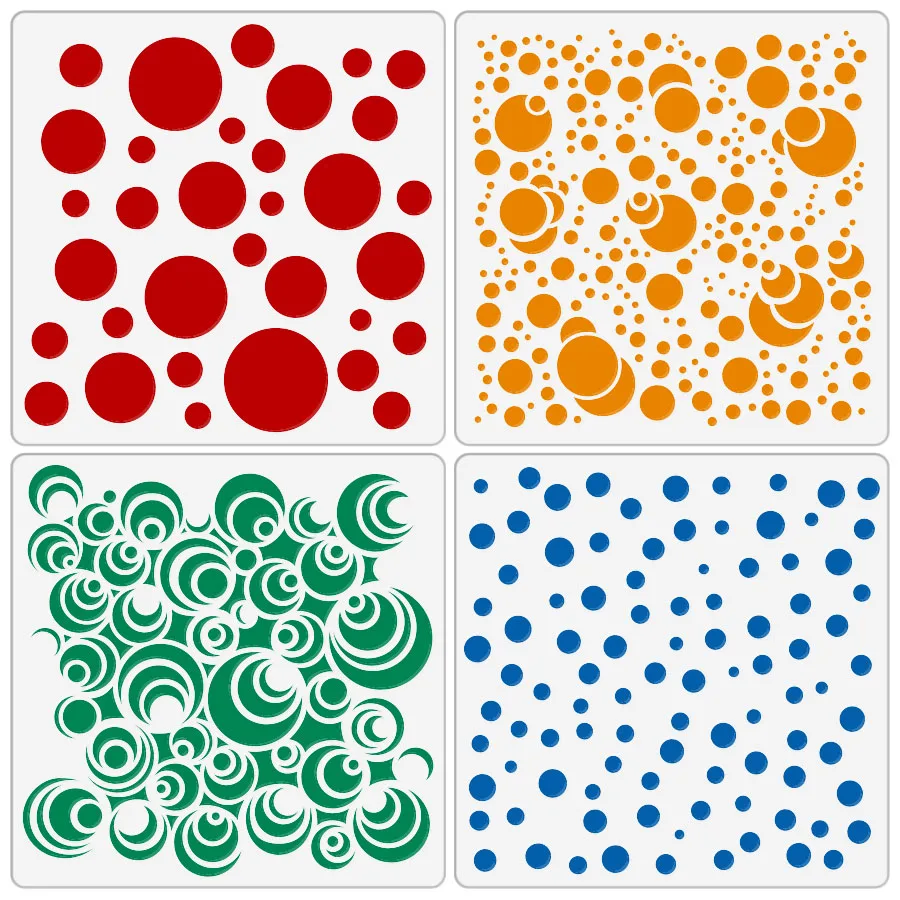 Pochoir à motif de points circulaires de 5.1 pouces, 4 pièces, pour peinture sur bois, tissu, papier, décoration murale