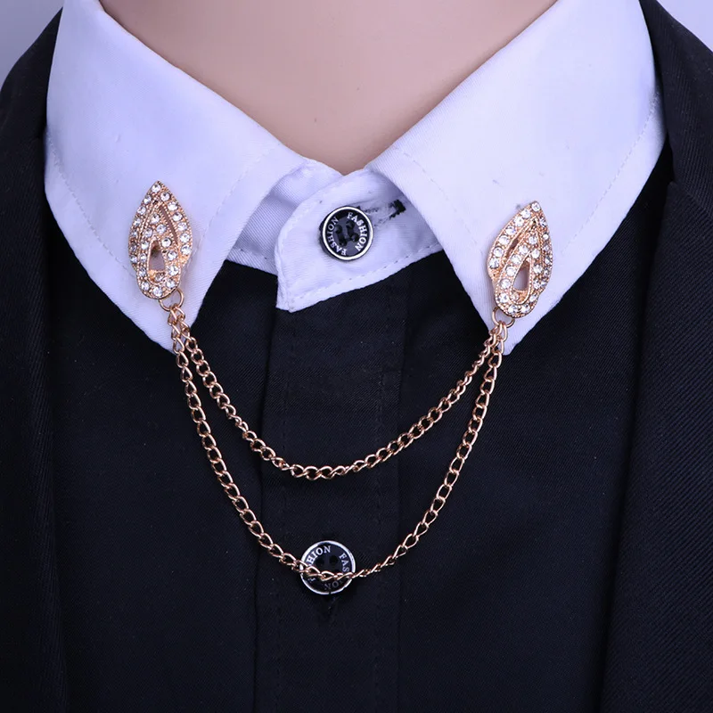 High Grade Fashion Tassel Collar Brooch Jewelry Lapel Pin Angle Wing Brooches Shirt Collar Decoration Gift for Men Accessories