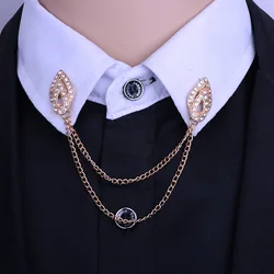 High Grade Fashion Tassel Collar Brooch Jewelry Lapel Pin Angle Wing Brooches Shirt Collar Decoration Gift for Men Accessories