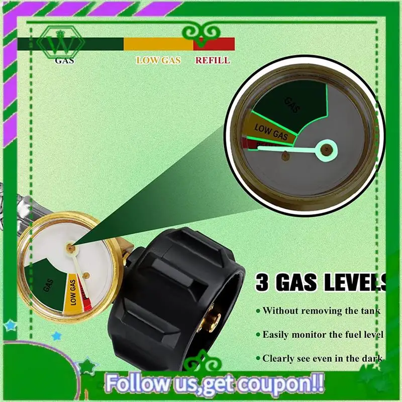 AC34-2 Pack RV Propane Hose With Gauge For 5-40Lb Tanks - Stainless Braided Propane Hose Quick Connect
