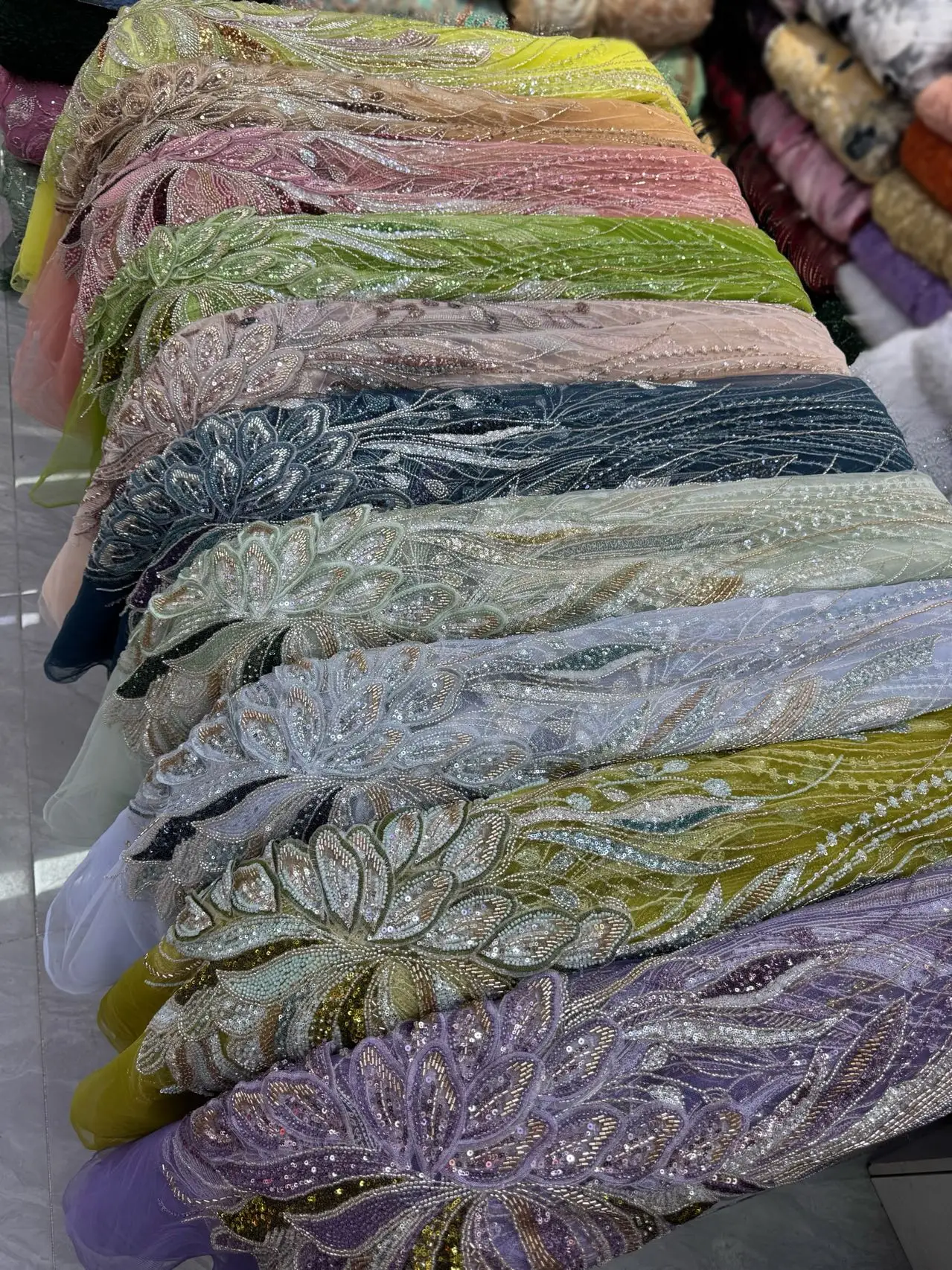 

Nigerian Sequins 2025 High-Quality Tulle Lace Fabric Embroidery African Net Cloth for Prom Dresses Beads 5 Yards JY499