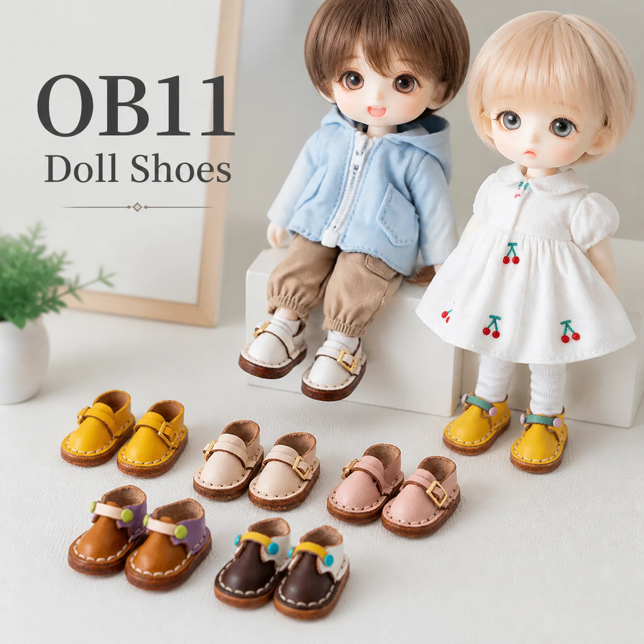 OB11 Doll Shoes Accessories OBITSU11 Doll Shoes Simple Button Shoes Nail Shoes Tassel Shoes Doll Shoes Collection Handmade Casua