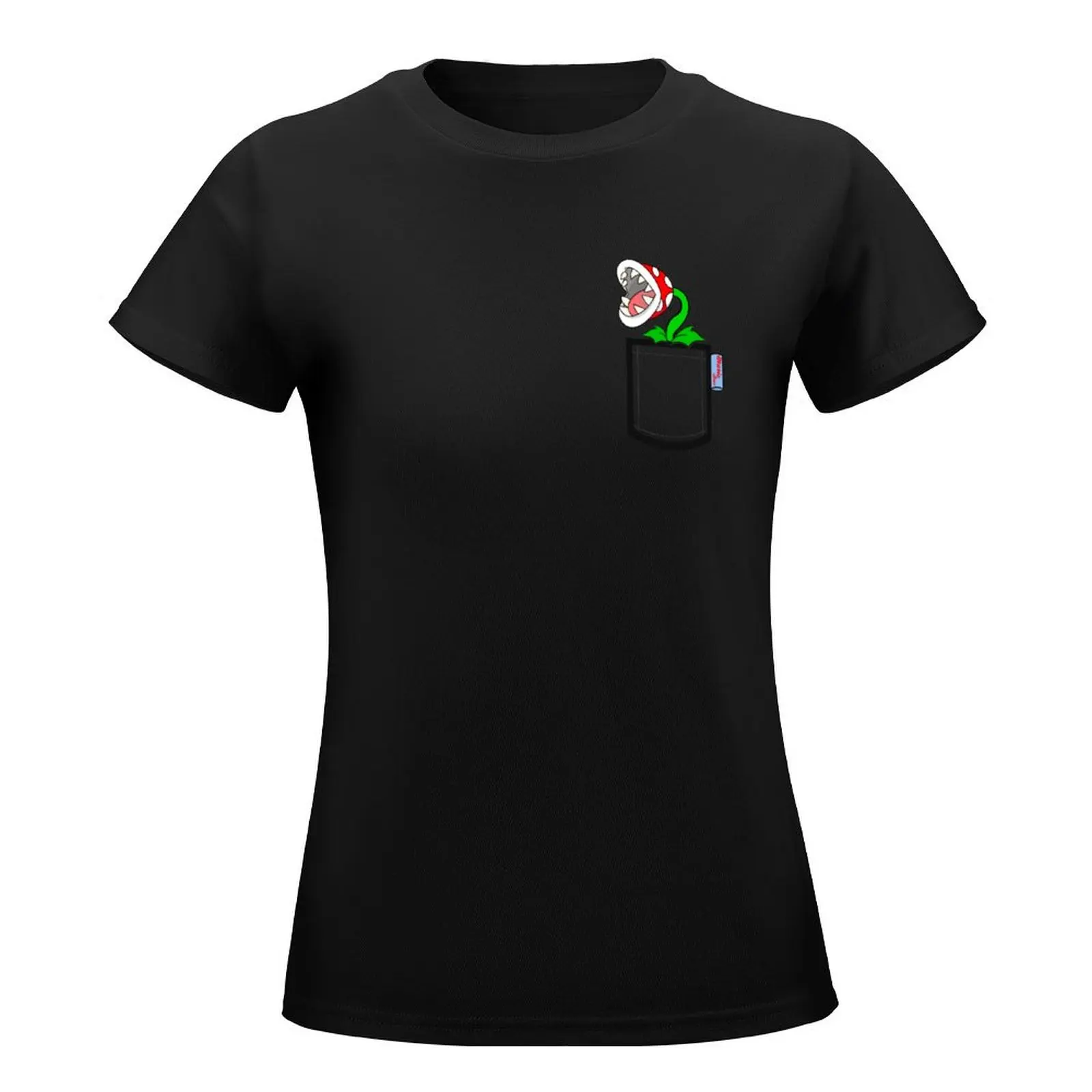 Pocketed Piranha Plant T-Shirt korean fashion animal print shirt for girls tees designer clothes Women luxury