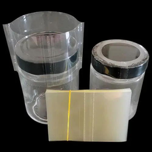 400X PVC película termorretráctil ventilador sellado térmico boca plana plástico transparente termocontraíble para botellas tapas de cuello tapas de tarros olla