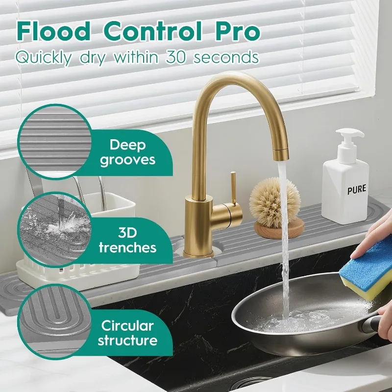 Faucet Mats for Kitchen Sink Water Absorbent Stone Sink Tray Sink Faucet Diatomite Mats for Bathroom Counter Fast Drying