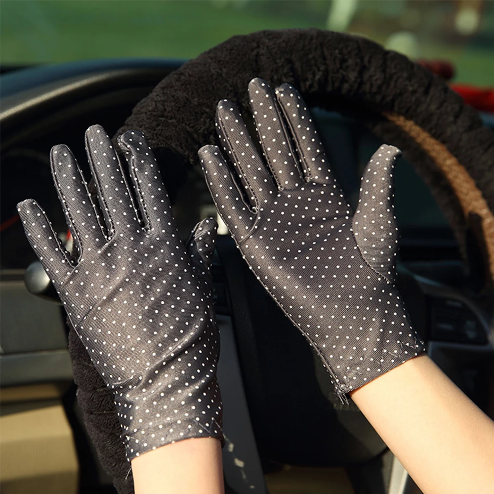 Thin Etiquette Spring Elastic Spandex Summer Sunscreen Women Gloves Driving Gloves Dots Gloves