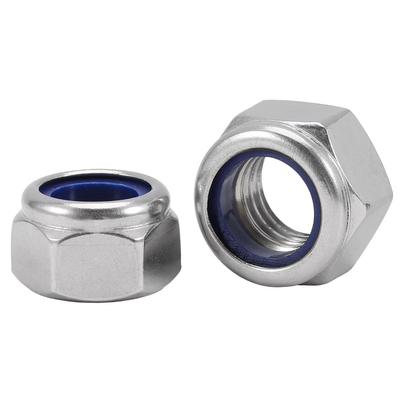 UNC UNF 4# 6# 8# 10# 1/4-20 5/16-18 3/8-16 1/2-13 304/316 Stainless Steel Nylon Self-lock Hex Nuts Self-locking Locknut