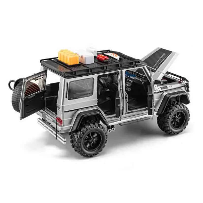 1:24 Mercedes-Benz G550 4X4 Modified Version Off-road Car Diecast Car Sound Light Pull Back Vehicle TV Cabinet Decorations Gift