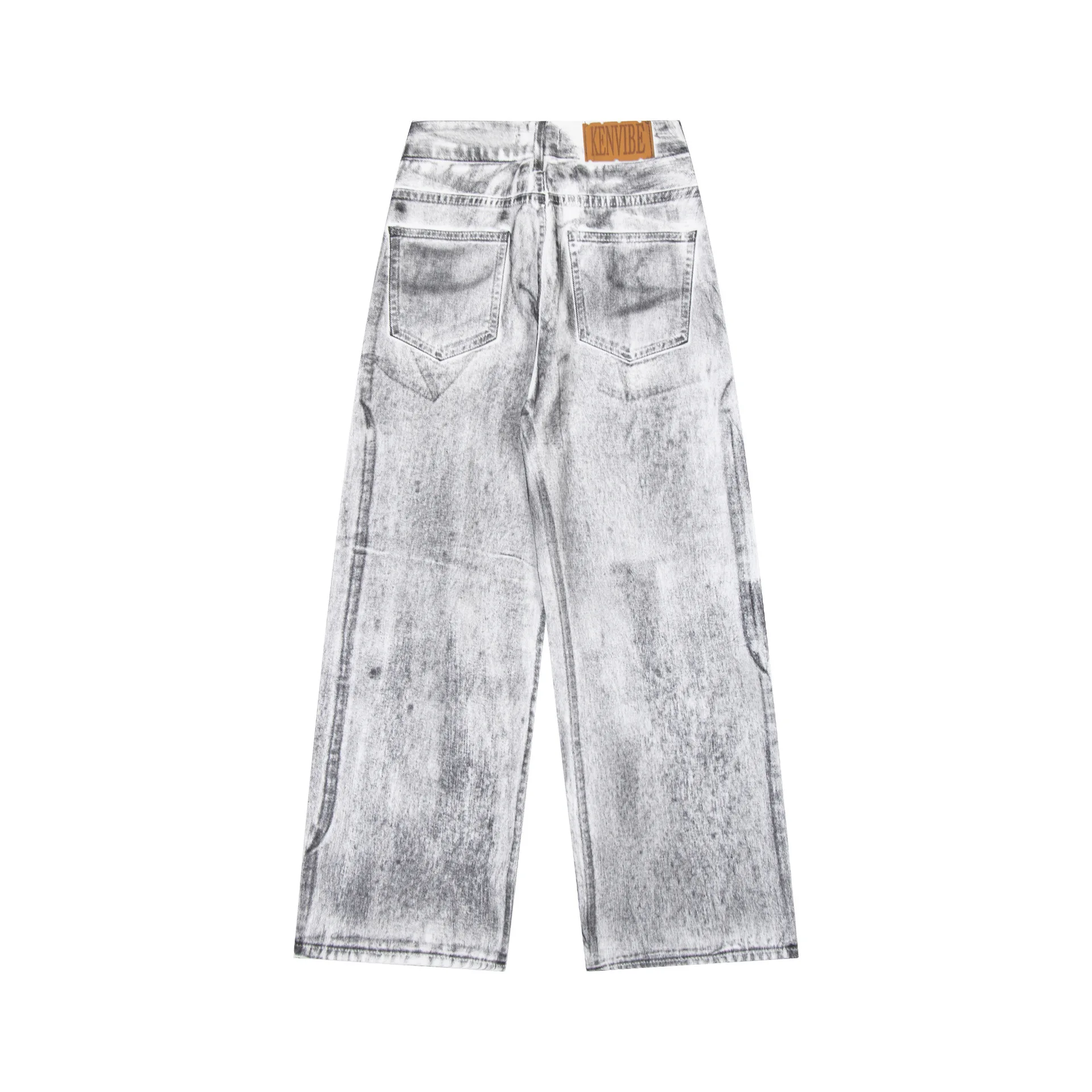 PFNW American Vintage Spray-painted Printting White Jeans For Men And Women High Street Trendy Washed Denim Long Pants 12C1508