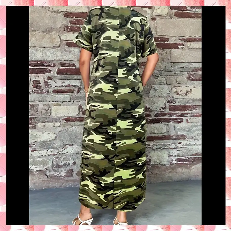 فستان نسائي صيفي كاجوال تي شيرت فضفاض بأكمام قصيرة مع جيب للنساء