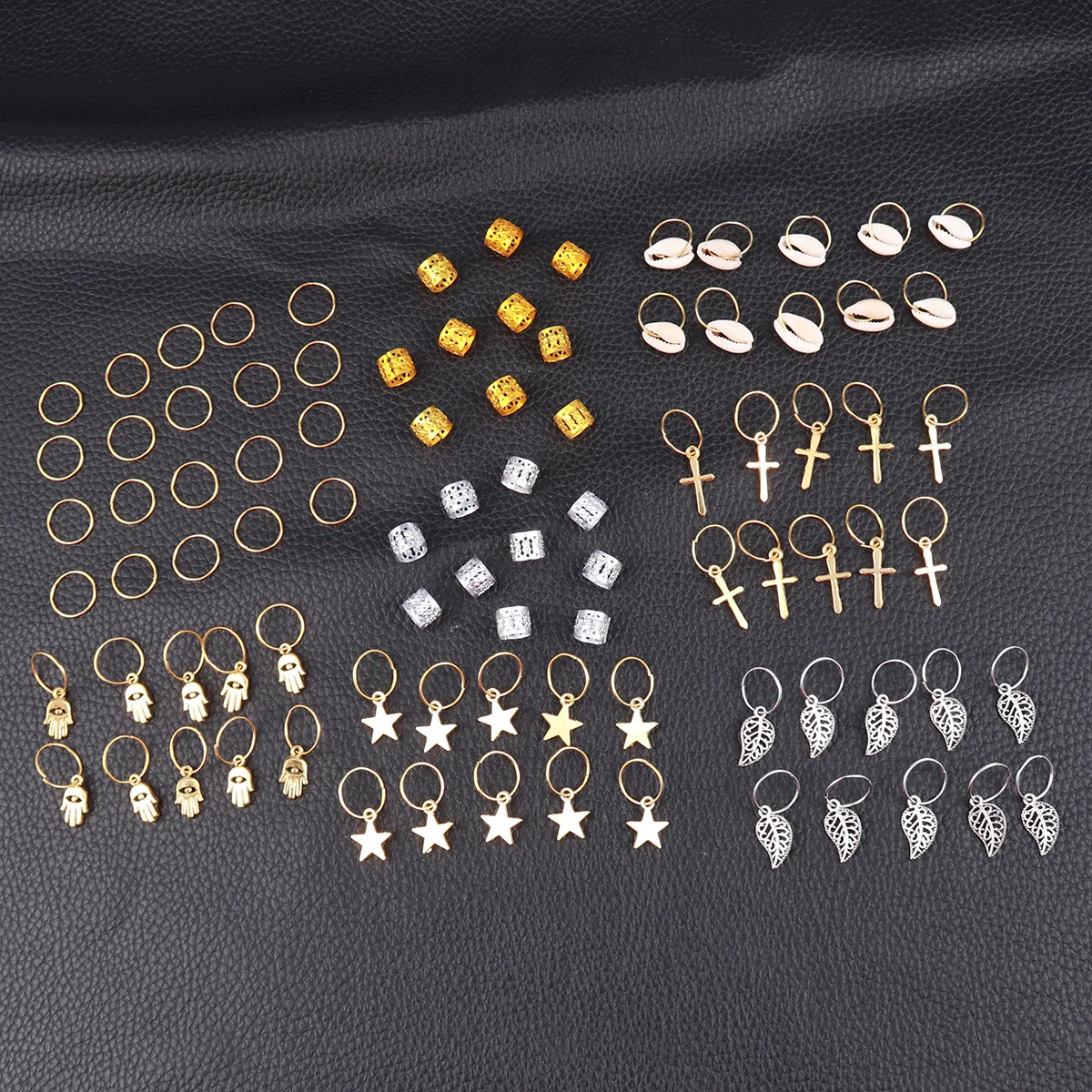 

150Pcs Hair Jewelry Rings Kit Metal Cuffs with Pendant for Braids Locks Styling No Tools Needed Fashion Hair Decor for Parties