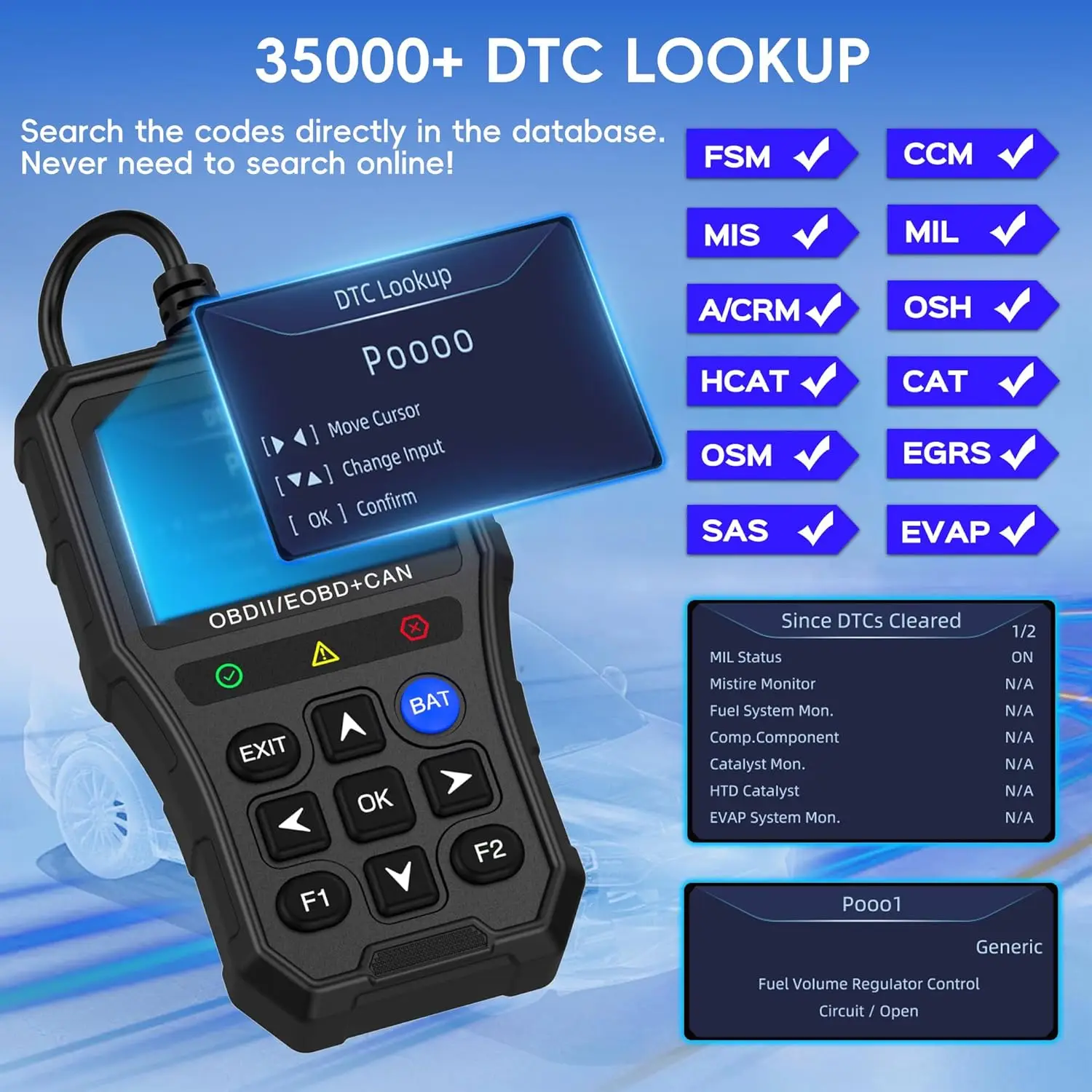 Multilingual Automotive Diagnostic Tool Battery Tester Check Engine System Fault Code Reader YM519 OBD2 Scanner