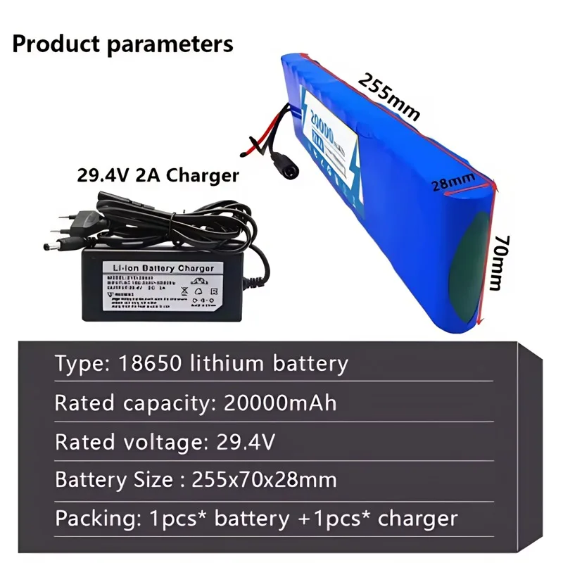 2026 New Batterie Li - Ion 7s2p 29,4 V 20ah 18650, Batterie Li - Ion 29,4 V 20000 Mah Pour Scooter Électrique Et Vélo