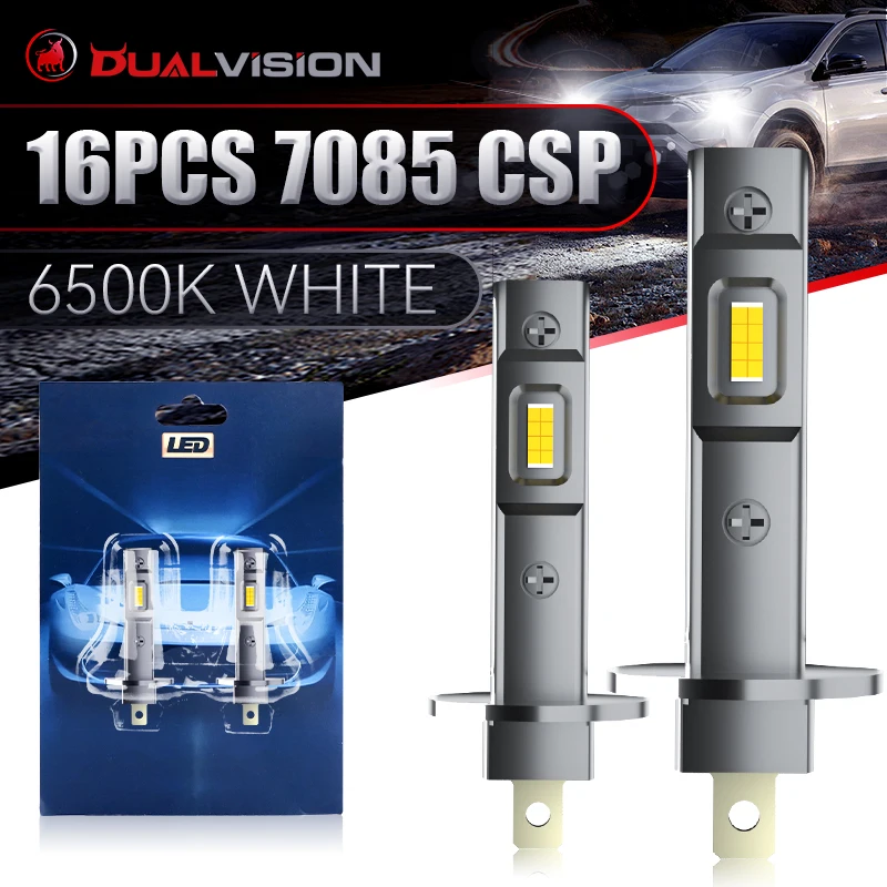 Bullvision LED H1 Car Headlight Bulb 6500K White 1:1 Mini Auto Lamp 7585 CSP STG High Low Beam Turbo Lamp Fanless No Fan 12V 24V