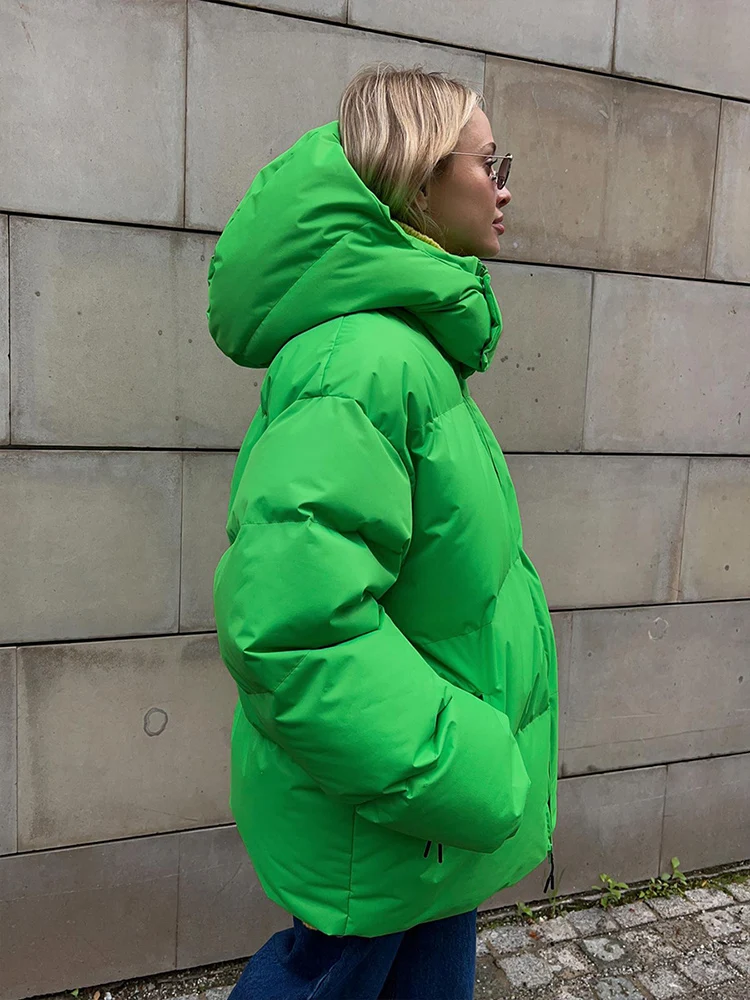 2023 Autumn Winter Women Solid Cotton-Padded Jackets Long Sleeve Outerwear Warm Coat With Hooded Female