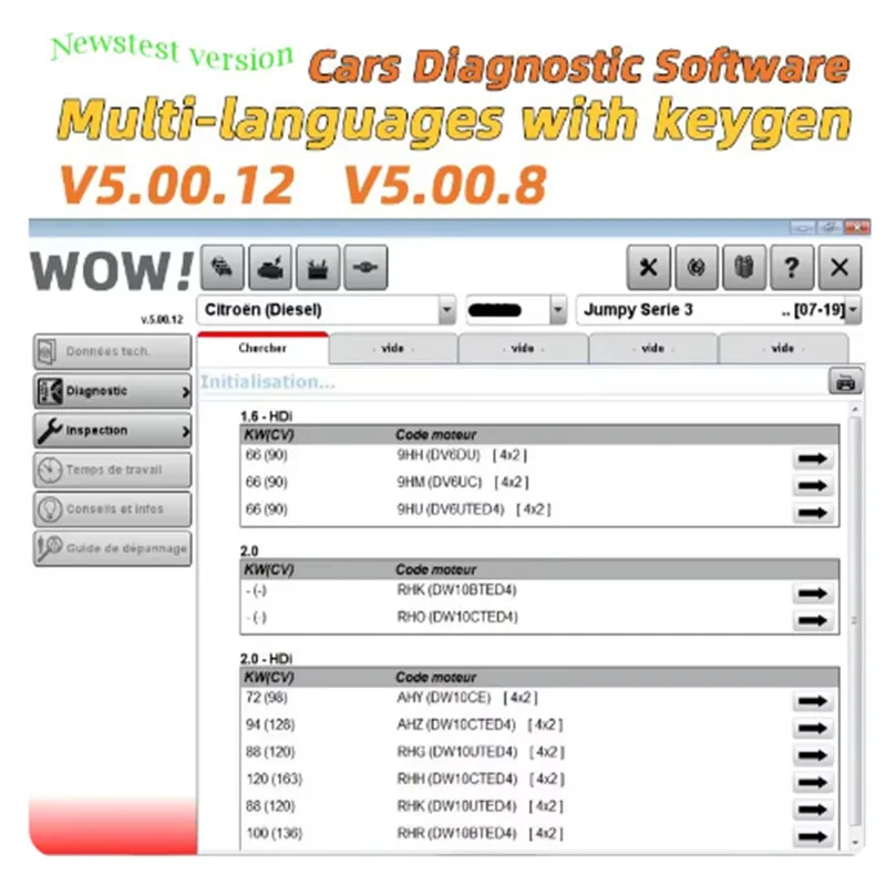 Hot sale 2024 For WOW V5.00.12 WOW 5.00.8 R2 diagnostics Software with Kengen For Tcs Multi-diagnostic Car Software Repair Data