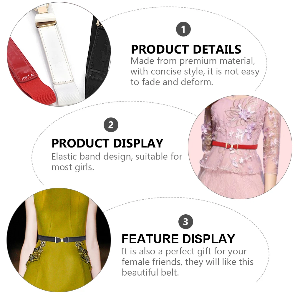

3pcs Bow Belt Elastic Female Waist Belts Fashion Decor Bowknot Girdle Waistb Stylish Premium Material Non Fading