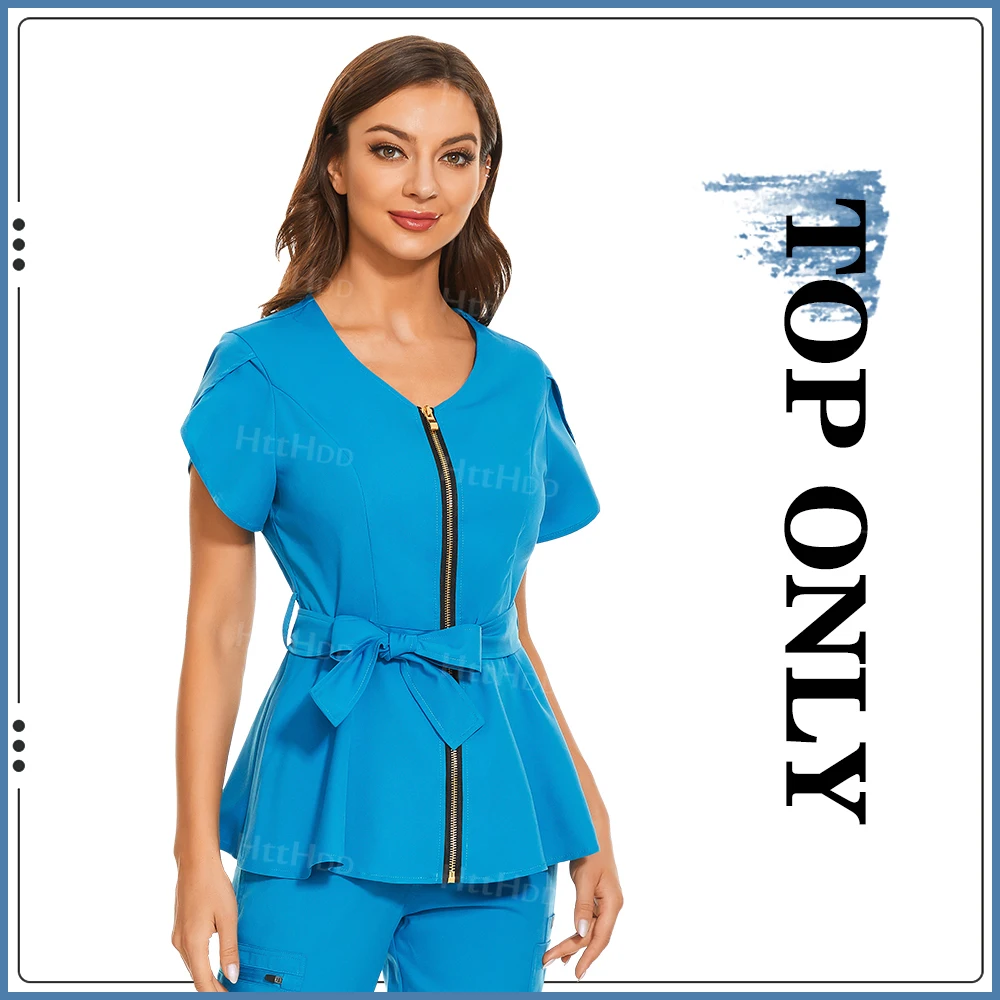 Beauty Spa Uniformen Modisches Kurzarmhemd Hochwertige medizinische Peelings Frauen Veterinäruniform Top Weiche Stilljacke – Detail 14