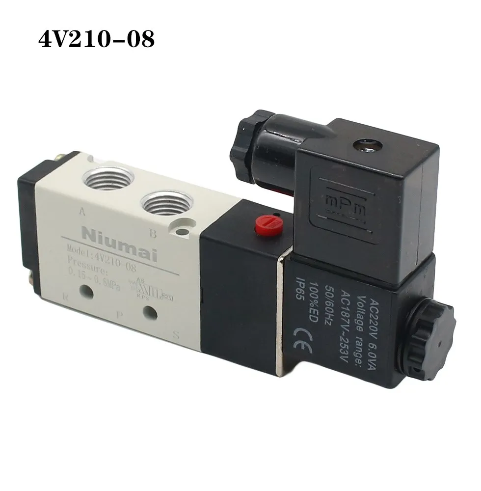 

5Way 2 Position Electric Solenoid Valve 4V210-08 1/8" 1/4" Port Size DC12V,24V. AC110V,220V, Pneumatic parts air control valve