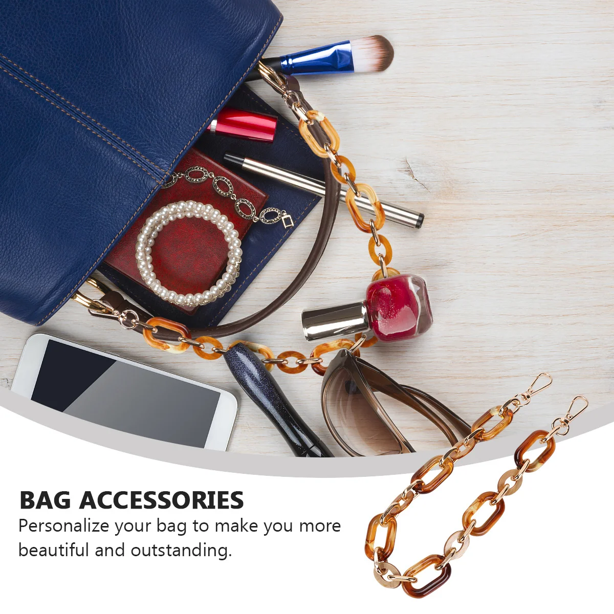 

Vintage Handbag Chain Shiny Finish Removable Strap For Diy Clutches Tote Bag Accessories Chocolate