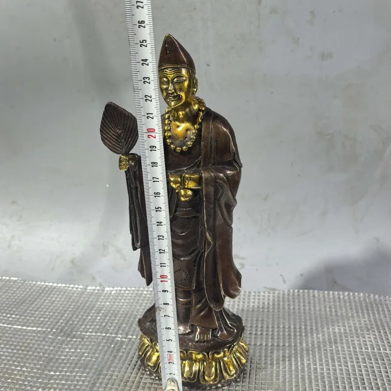 Gilt copper Jigong furniture, living room ornaments, copperware collection, Jigong Buddha statue, worship crafts