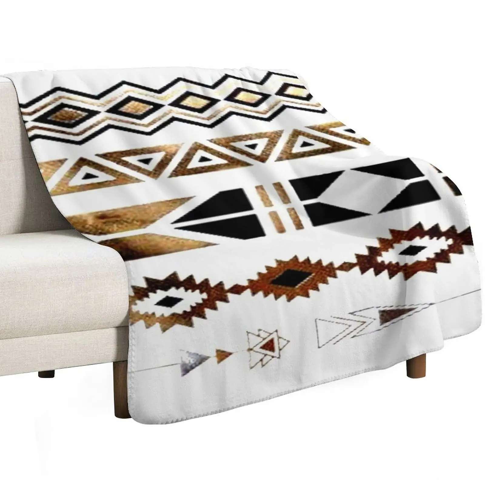 Tribal Aztec Gold and Black Design Throw Blanket Hair Warm blankets and throws Beach Hairy Blankets