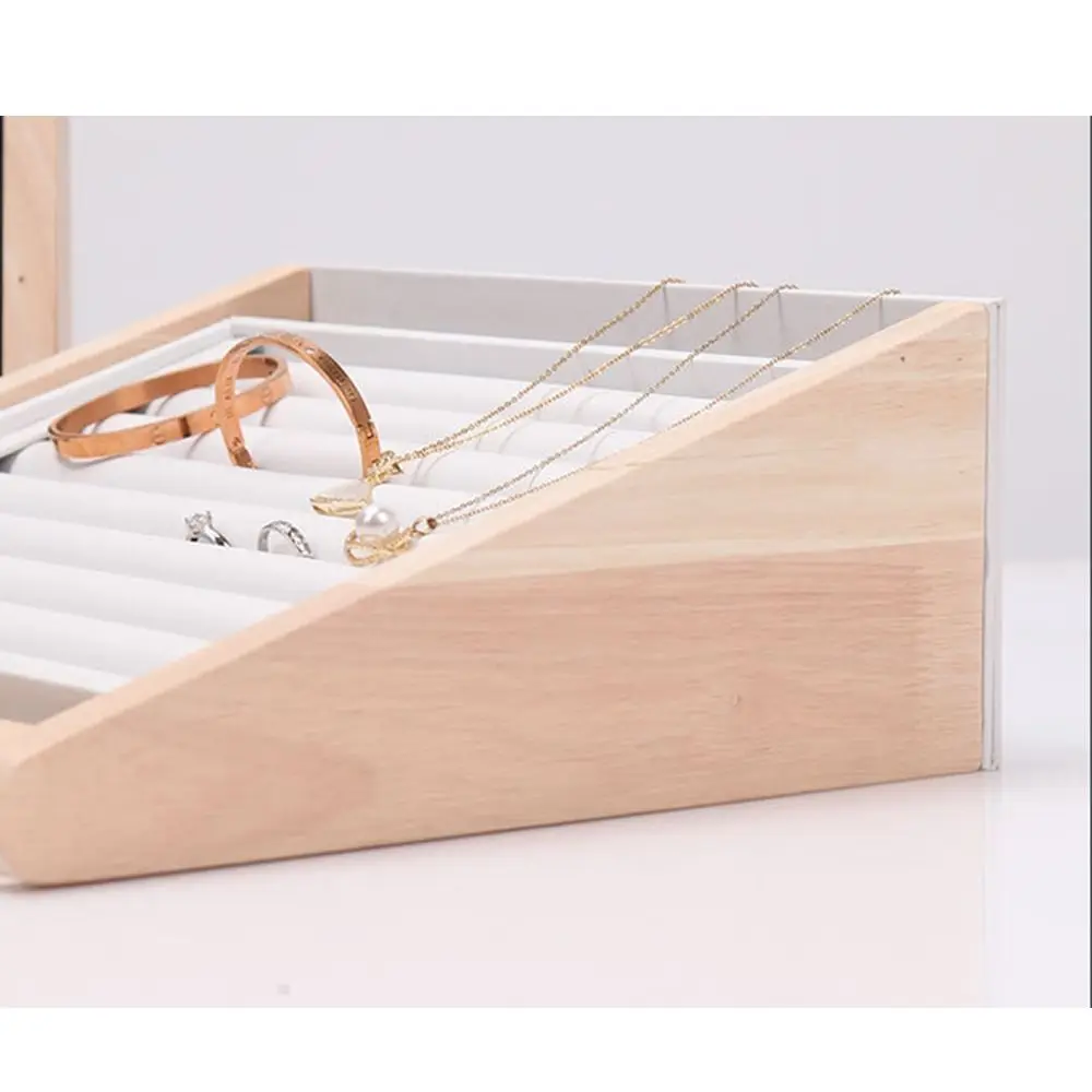 Portable Wood Ring Display Stand Durable Handmade Necklace Shelf Large Capacity Multi-layers Bracelet Storage Rack Home