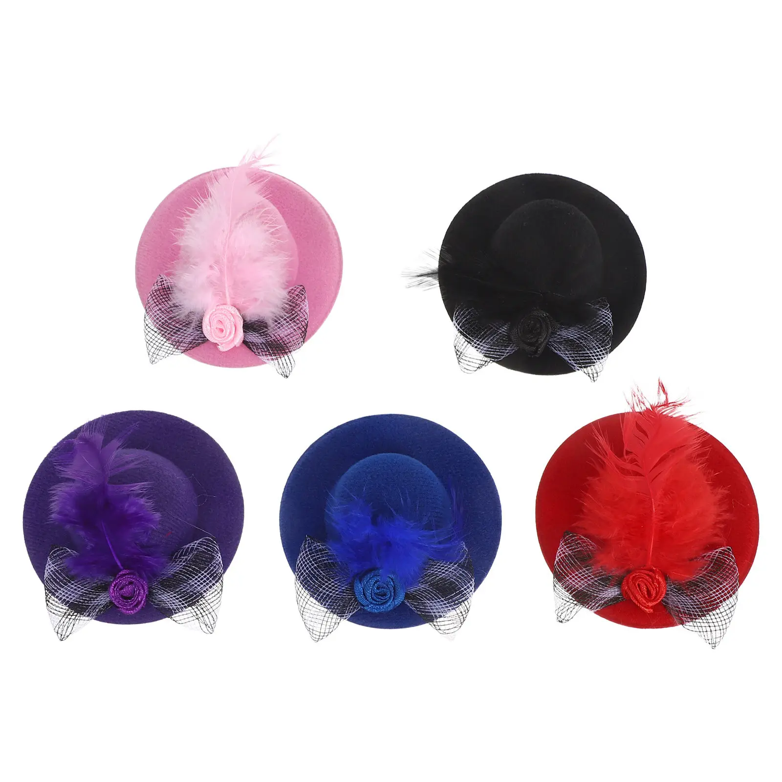 5Pcs Mini Top Hats Crafts Small Dress Up Caps Lightweight Breathable Ornaments for Dollhouse Hair Accessories Creative
