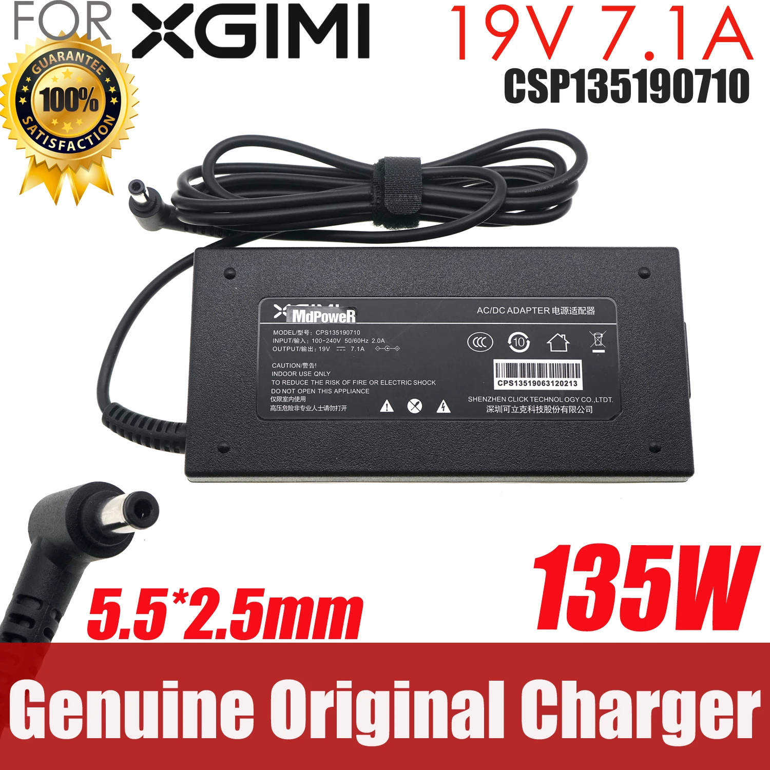 Genuine 135W 19V 7.1A AC DC Adapter Charger CPS135190710 For XGIMI Projector H1 H1S H1SZ5 Z5 XF09G XF10G XGAL01 Power Supply