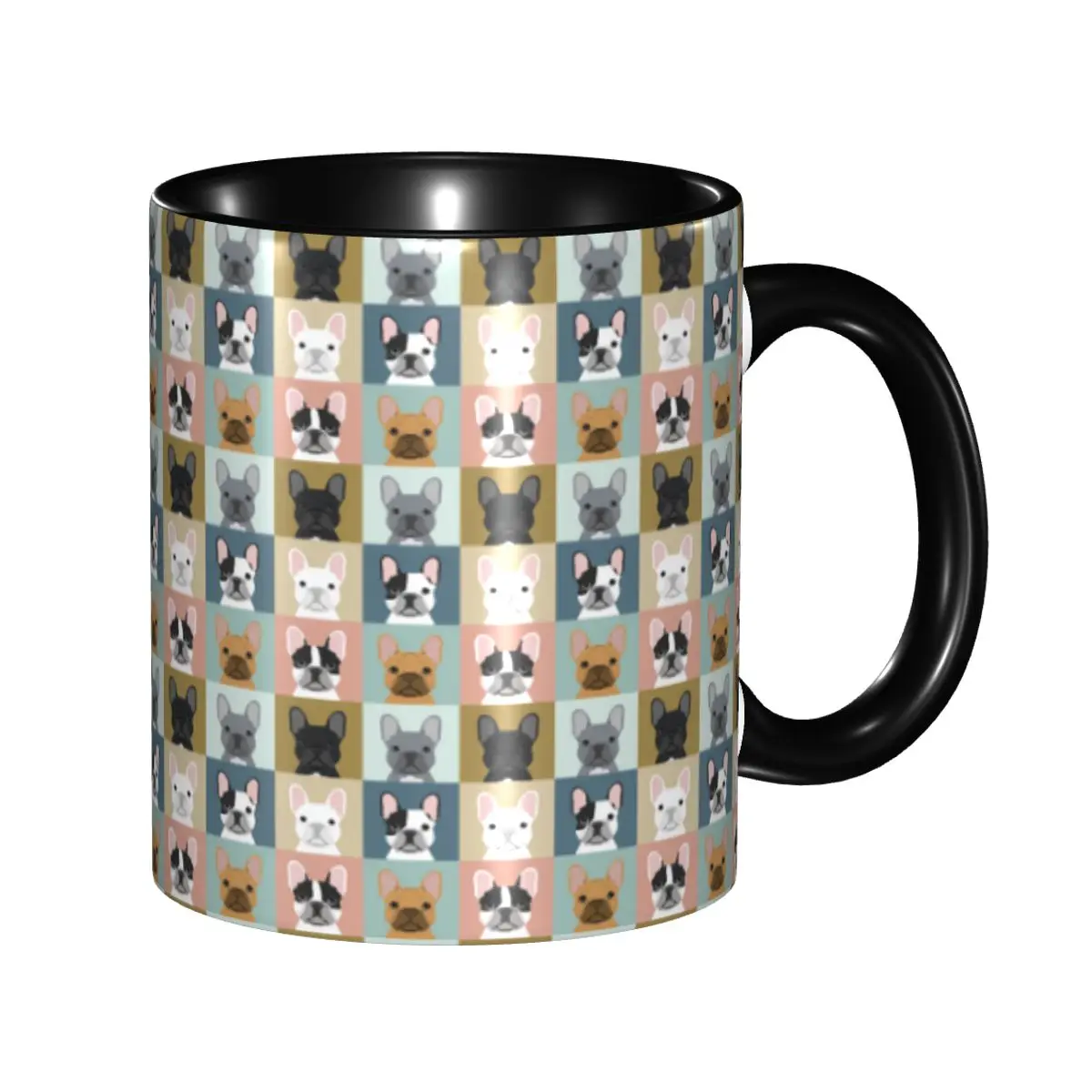 

French Bulldog Portraits Pattern Coffee Mug DIY Custom Frenchie Dog Lover Ceramic Milk Tea Mug Cup