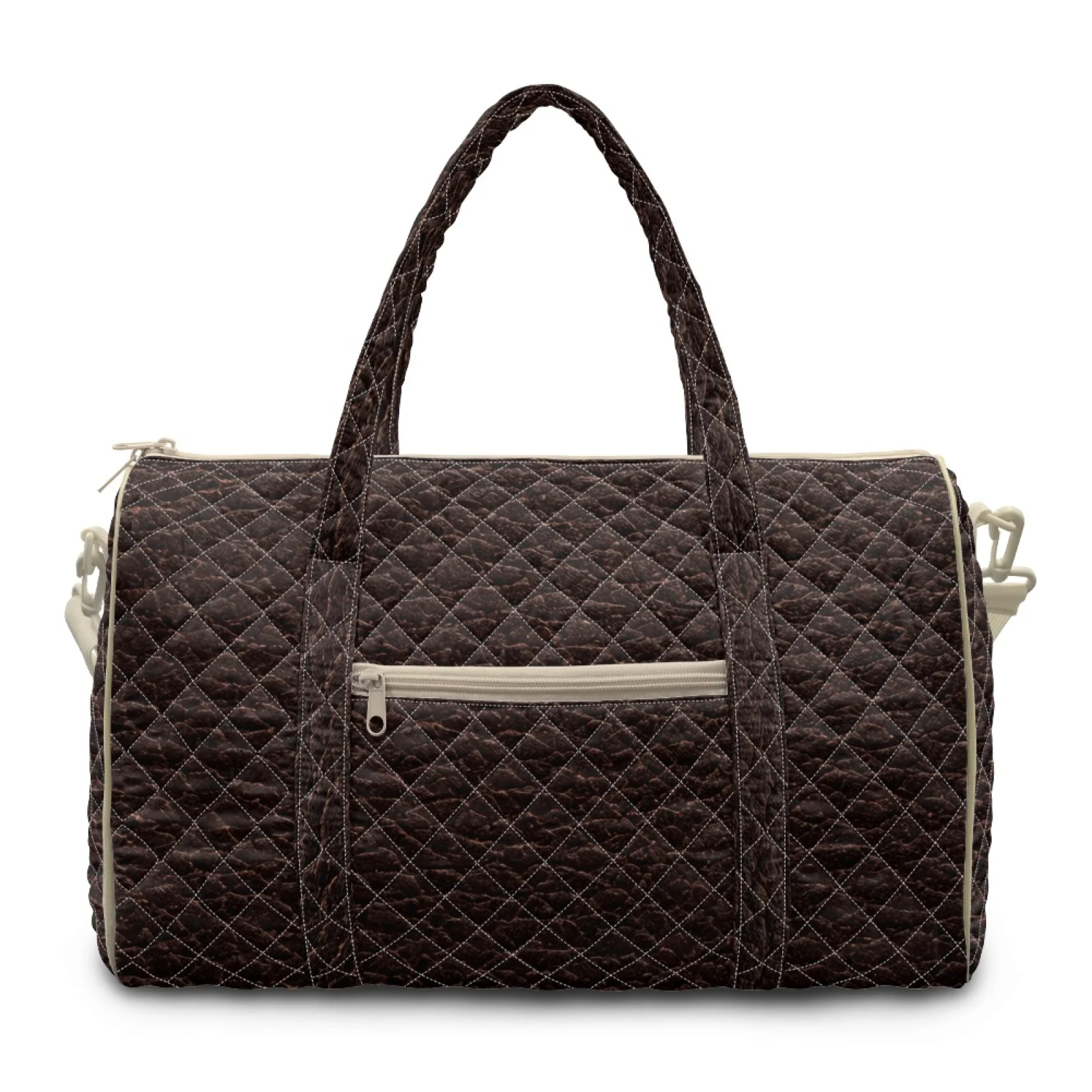 Coloranimal Brown Quilted Carry on Luggage Bag Polyester, Travel Bag with Crossbody Strap for Yoga and Beach, 2026 New Trend