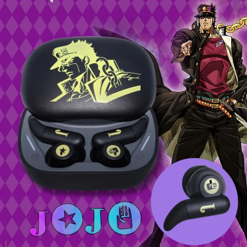 TWS Anime JoJo's Bizarre Adventure Kujō Jōtarō Wireless Bluetooth 5.3 Headphone Pro Noise Cancellation HIFI Earbuds with Broochs