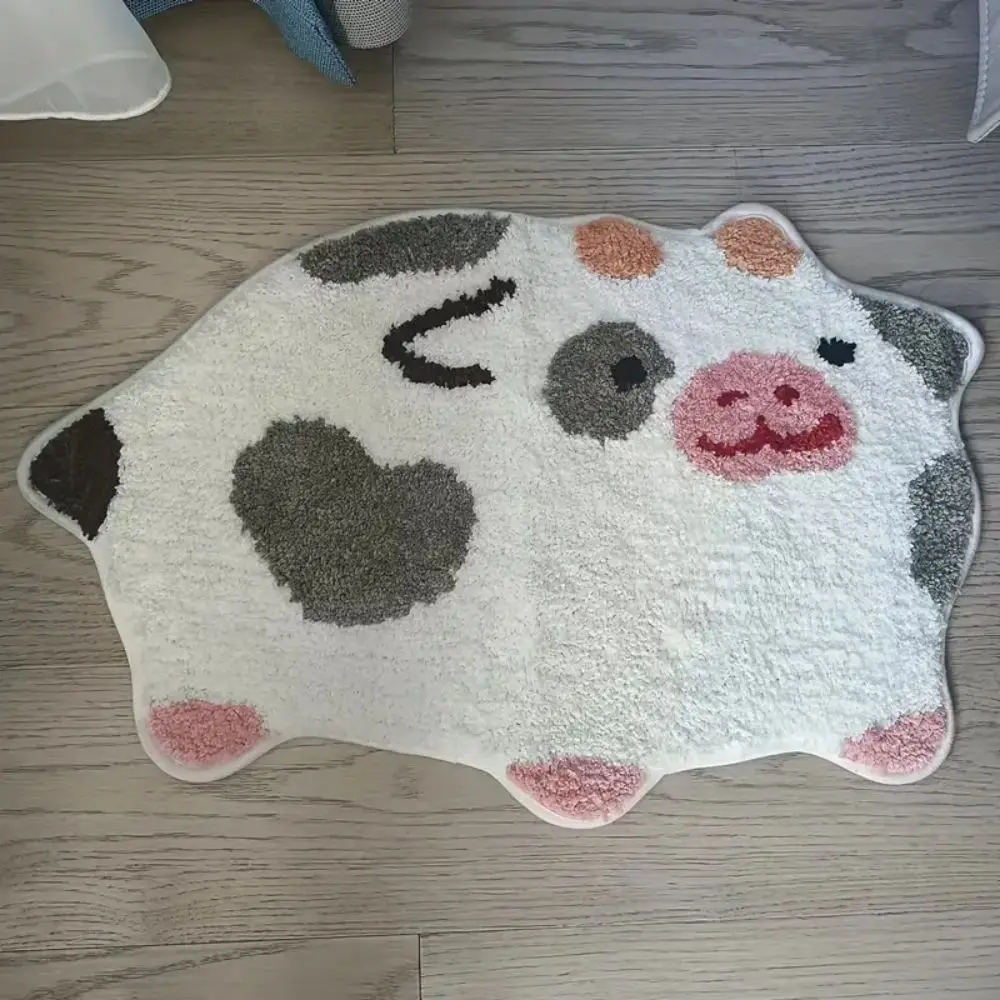 VIKAMA-alfombrillas de baño de vaca con dibujos animados, alfombrillas antideslizantes y absorbentes de agua para baño, alfombras para dormitorio, decoración del hogar