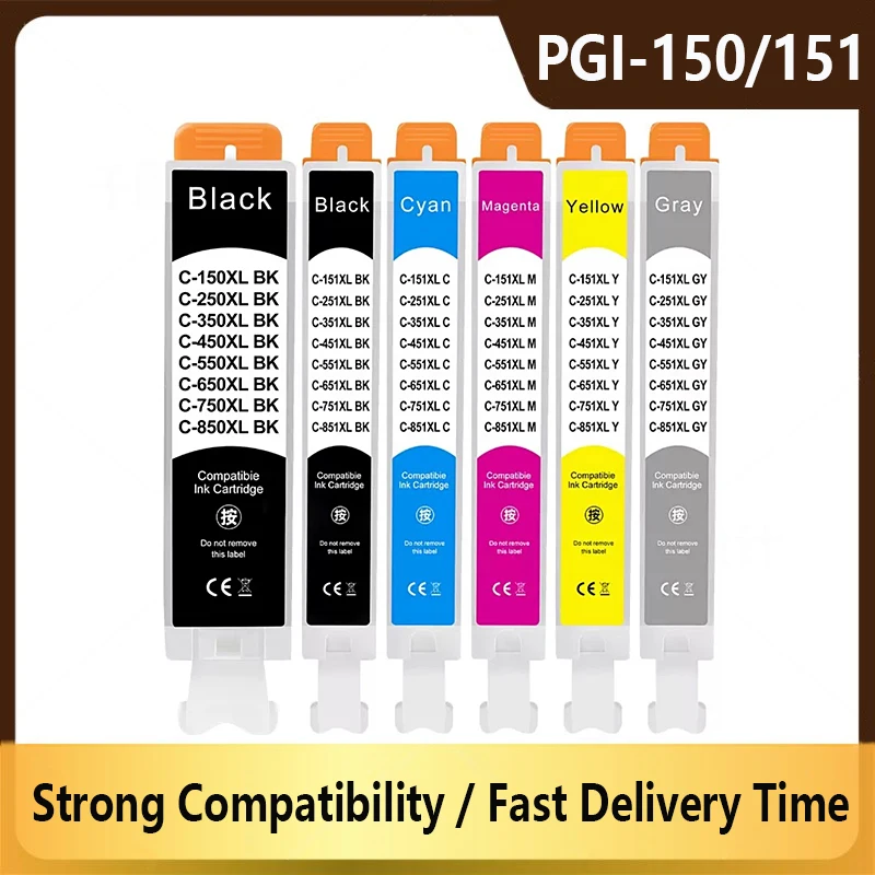 

PGI-150 CLI-151 PGI 150 CLI 151 Compatible Ink Cartridge For Canon PIXMA IP7210 IP8710 MX721 IX6810 MG6310 MG5610 MG5410 MG5510