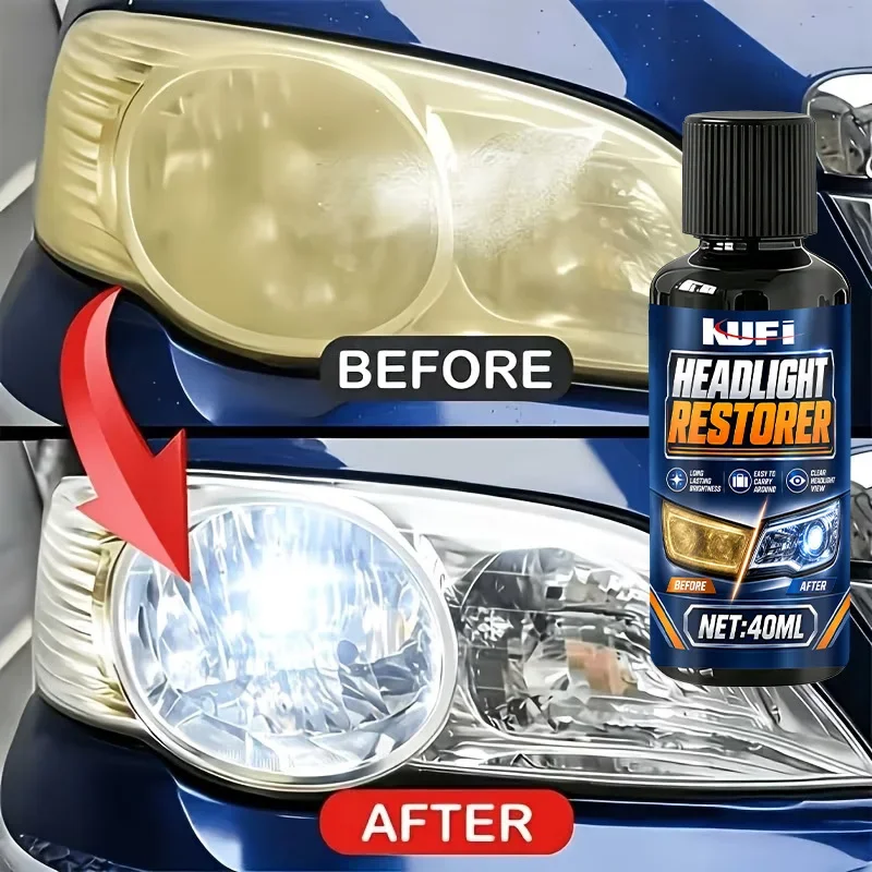 Car Headlight Repair Wax, Yellowing & Fog Repair, Polish Brightening Care, Removes Oxidation Cloudy Look, Restores Clear Shine