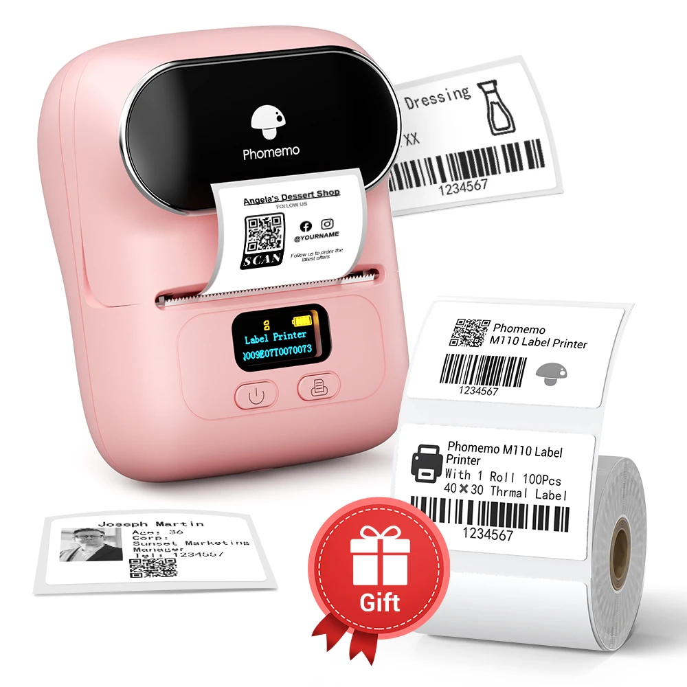 mini impressora termica sem fio impressora de etiquetas label maker app suporte ios e android etiquetas adesivos magos m110 01